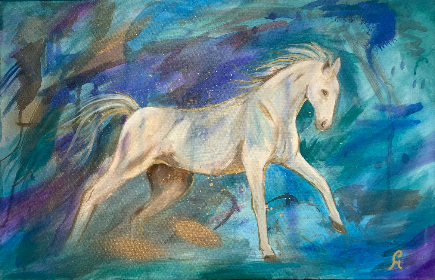 Horse Painting Acrylic Art Gemma Beynon detail