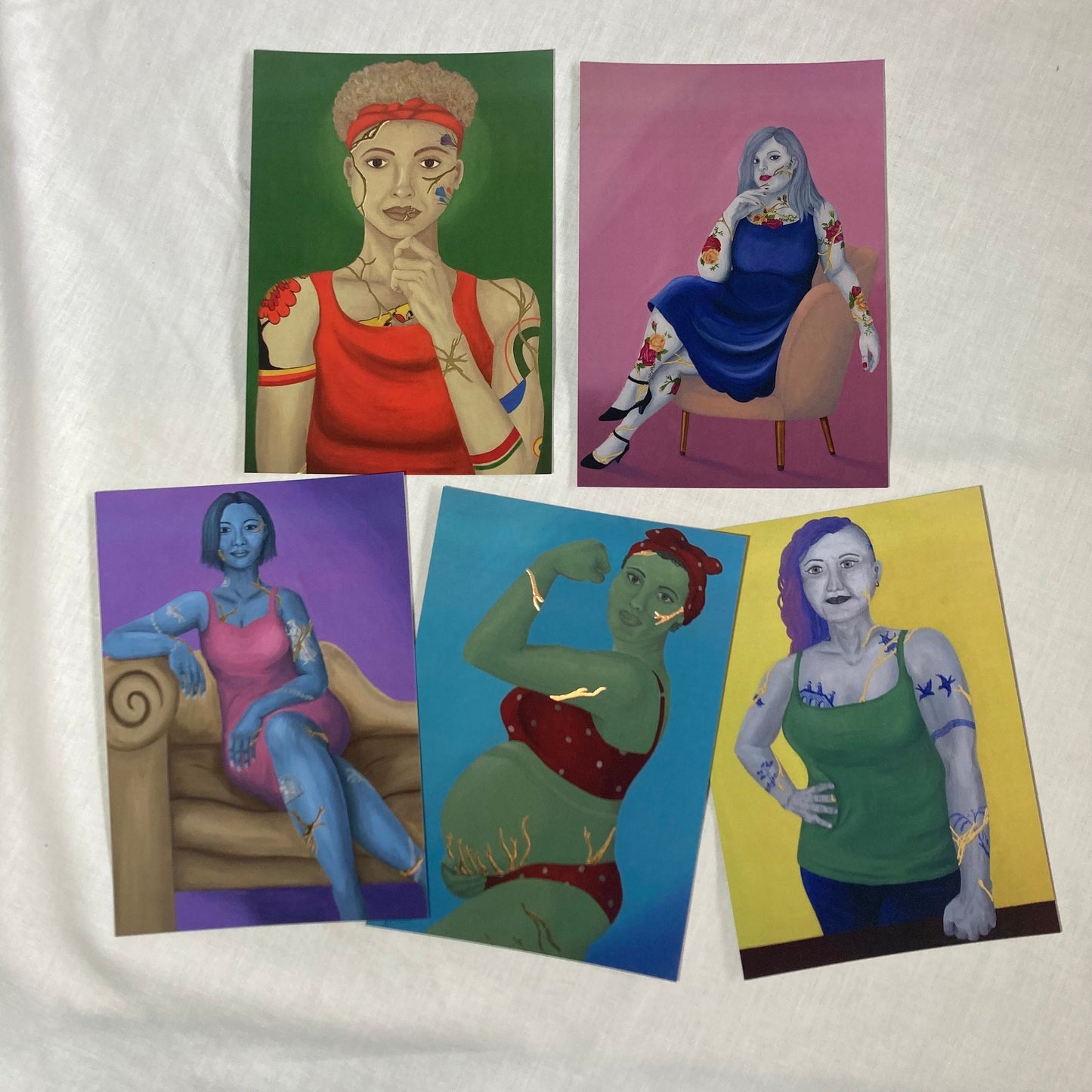 Set of Five A5 Art Cards